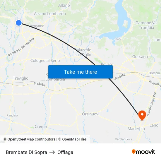 Brembate Di Sopra to Offlaga map