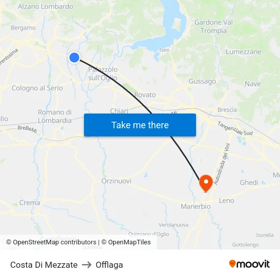 Costa di Mezzate to Offlaga map