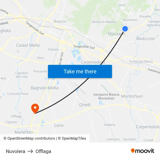 Nuvolera to Offlaga map