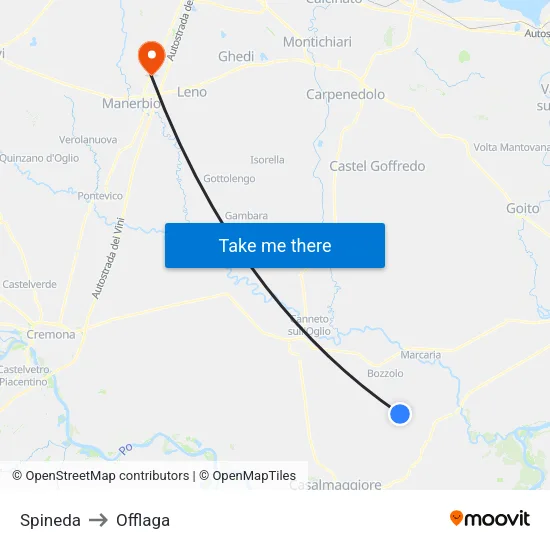 Spineda to Offlaga map
