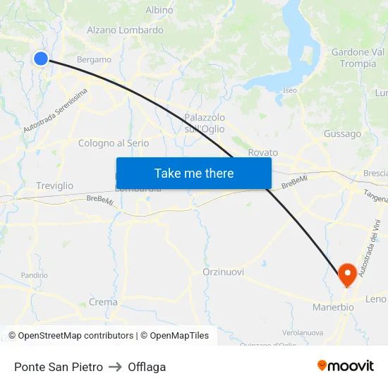 San Pietro Bridge to Offlaga map