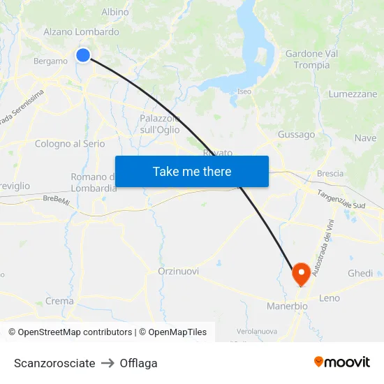 Scanzorosciate to Offlaga map