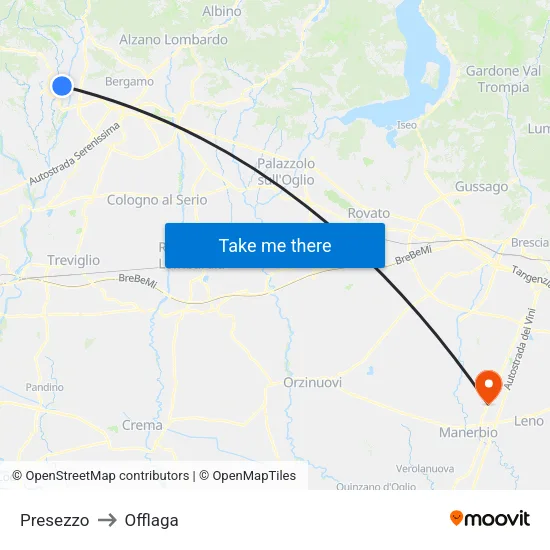 Presezzo to Offlaga map