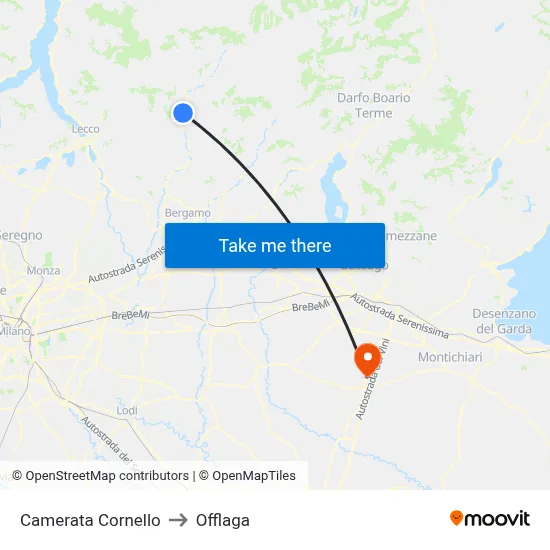Camerata Cornello to Offlaga map