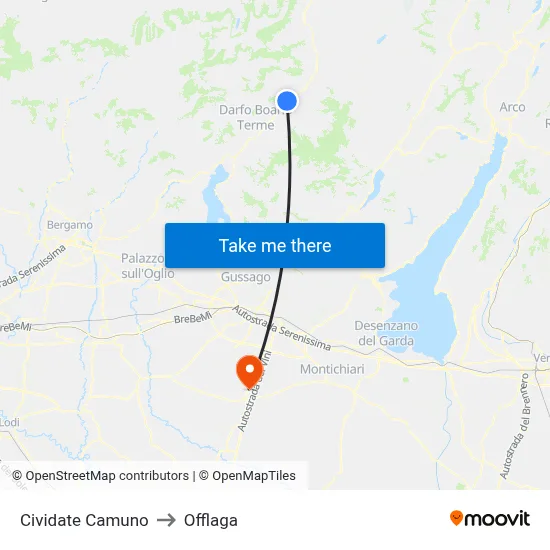 Cividate Camuno to Offlaga map