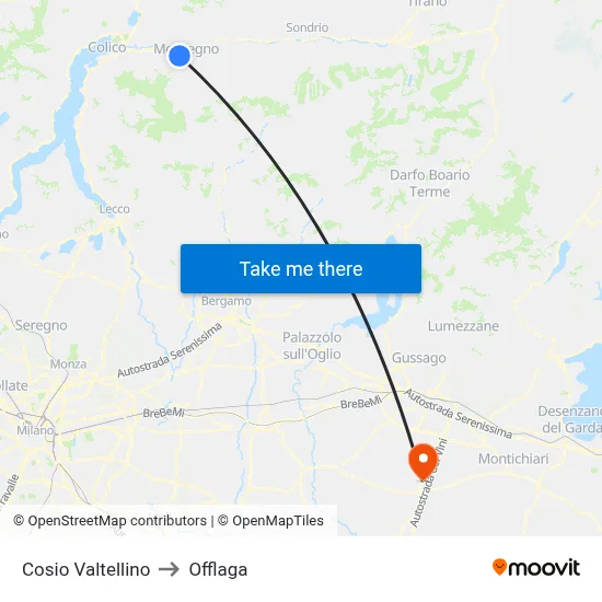 Cosio Valtellino to Offlaga map