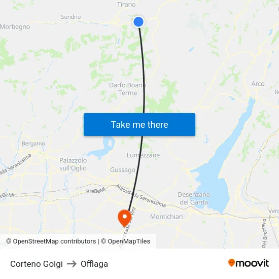 Corteno Golgi to Offlaga map