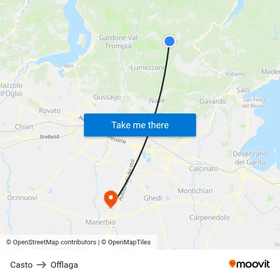 Casto to Offlaga map