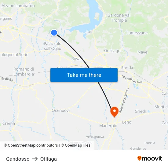 Gandosso to Offlaga map