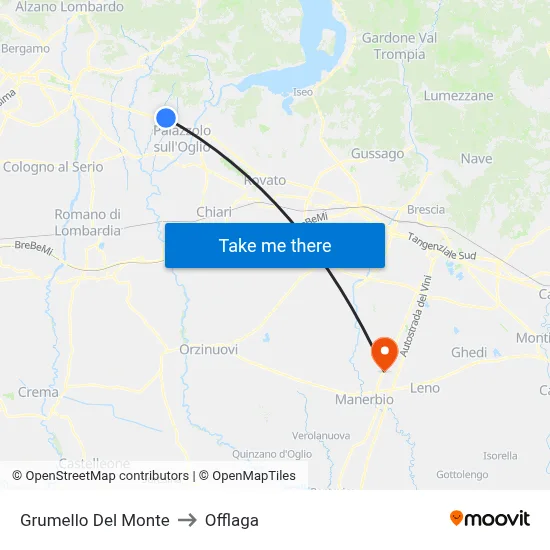 Grumello Del Monte to Offlaga map