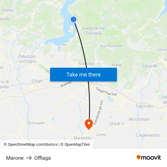 Marone to Offlaga map