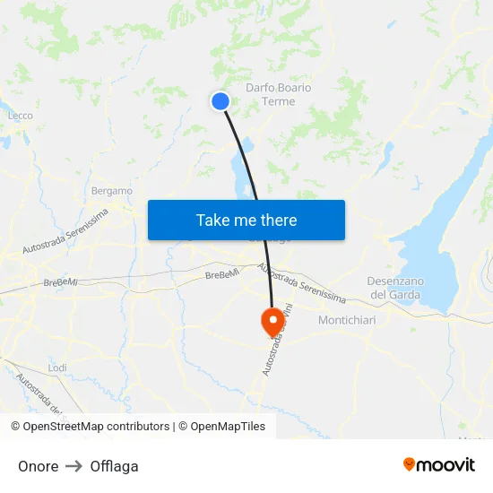 Onore to Offlaga map