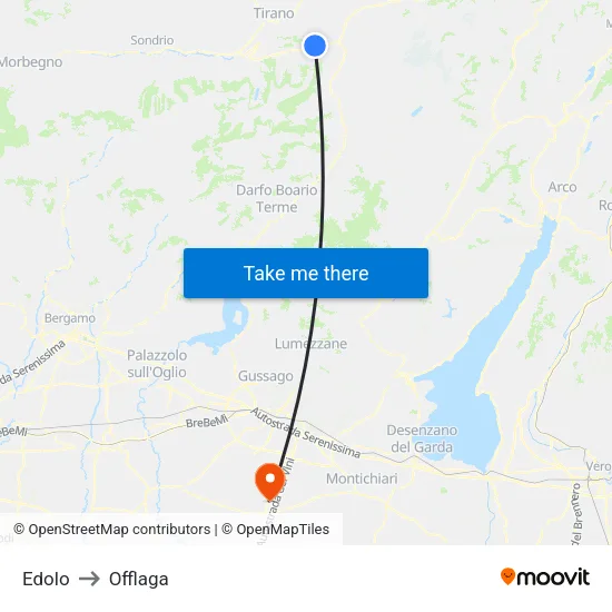 Edolo to Offlaga map