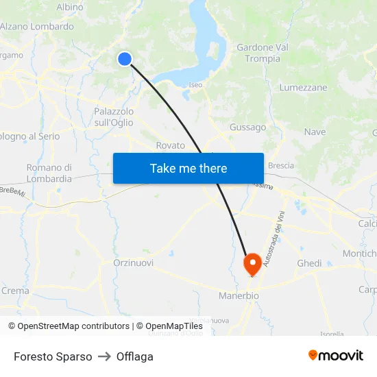 Foresto Sparso to Offlaga map