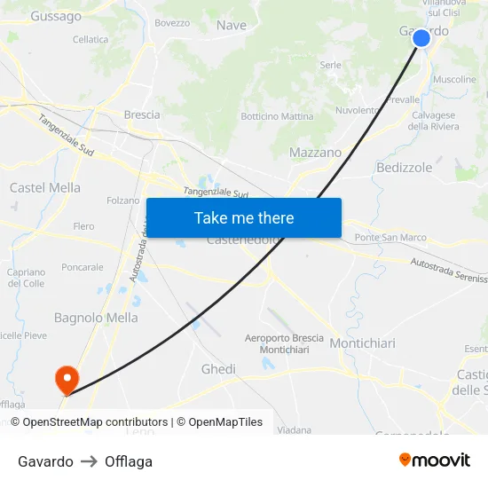 Gavardo to Offlaga map