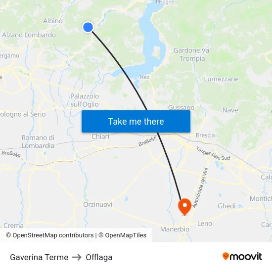 Gaverina Terme to Offlaga map