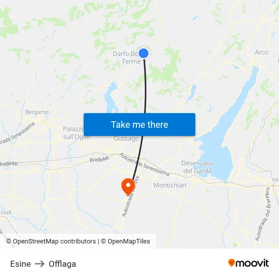 Esine to Offlaga map