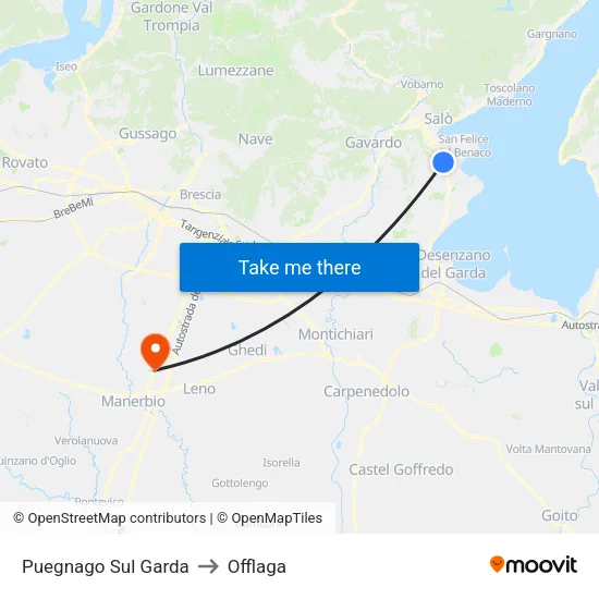 Puegnago sul Garda to Offlaga map