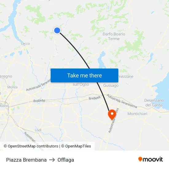Piazza Brembana to Offlaga map
