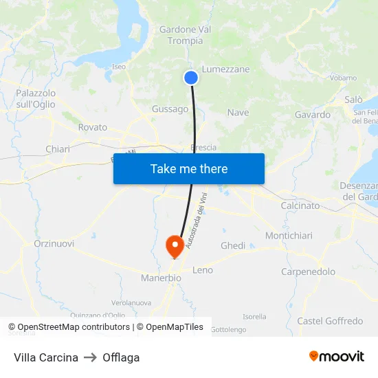 Villa Carcina to Offlaga map