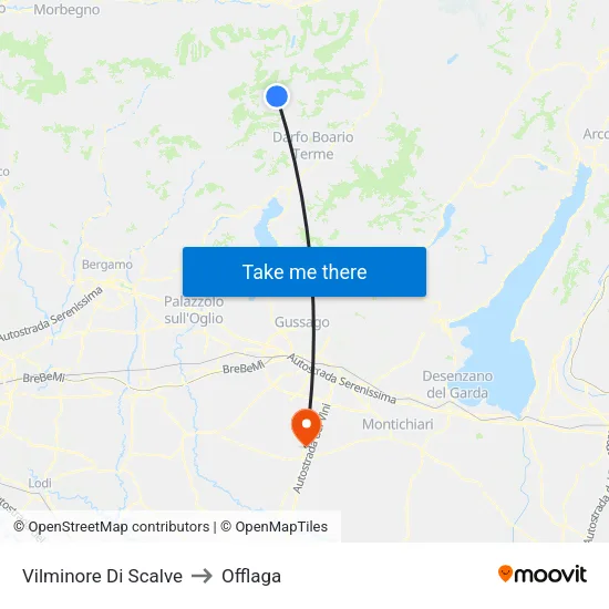 Vilminore Di Scalve to Offlaga map