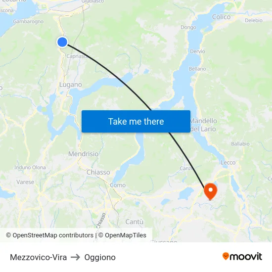 Mezzovico-Vira to Oggiono map