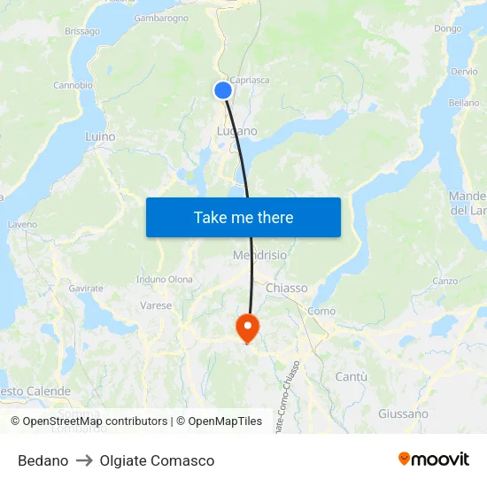 Bedano to Olgiate Comasco map