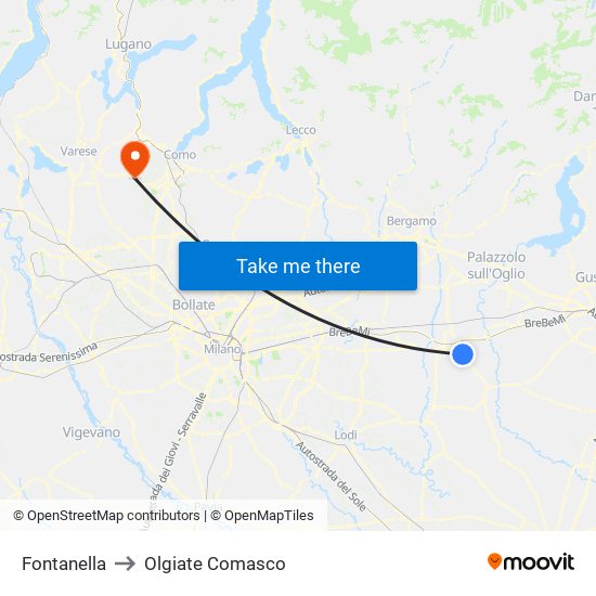 Fontanella to Olgiate Comasco map