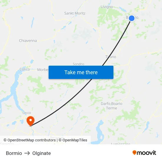 Bormio to Olginate map