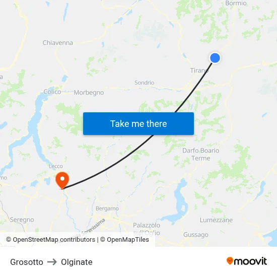 Grosotto to Olginate map