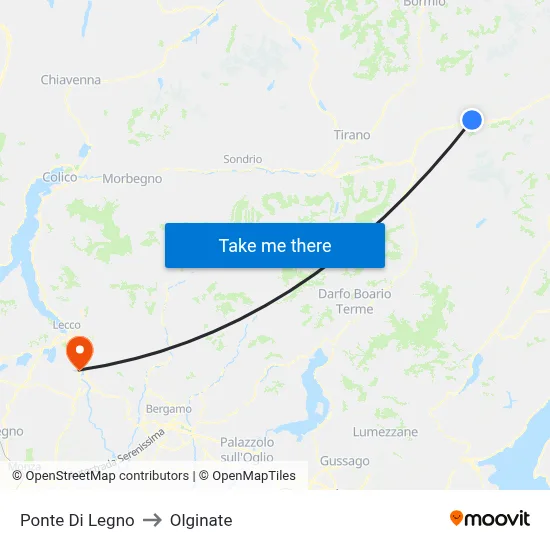 Ponte Di Legno to Olginate map