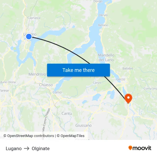 Lugano to Olginate map