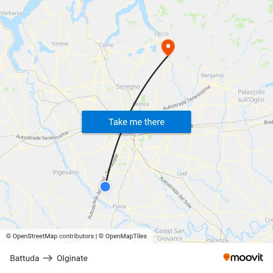 Battuda to Olginate map