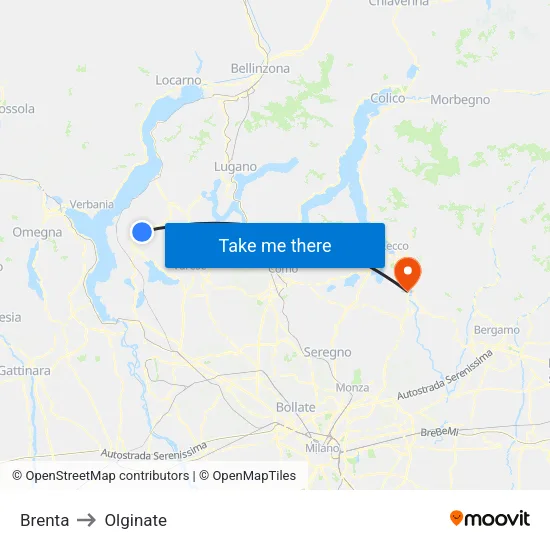 Brenta to Olginate map