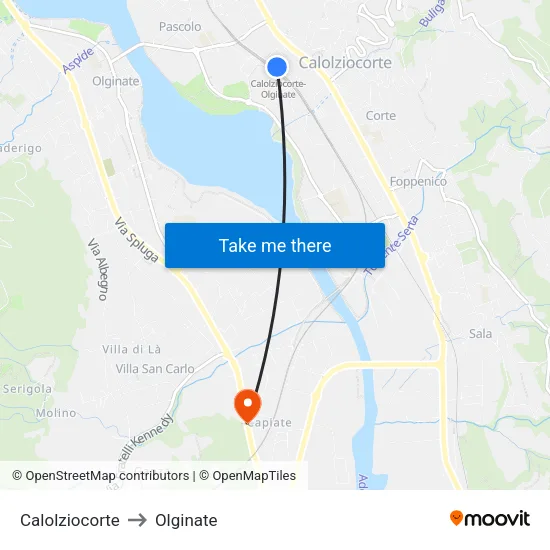 Calolziocorte to Olginate map