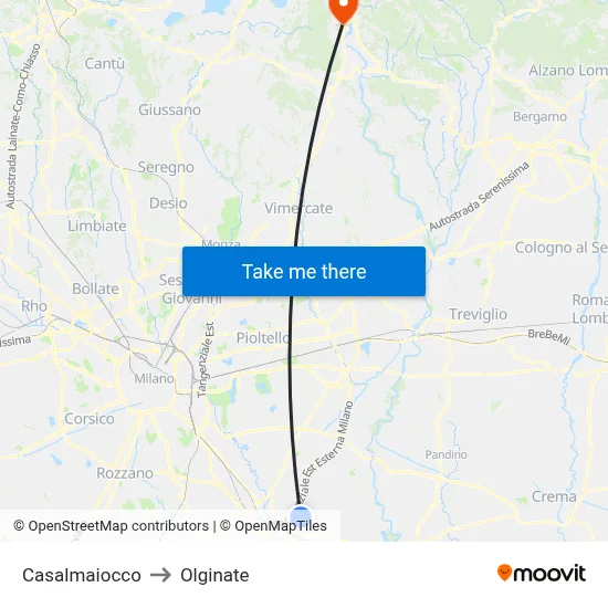 Casalmaiocco to Olginate map