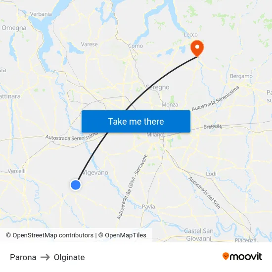 Parona to Olginate map