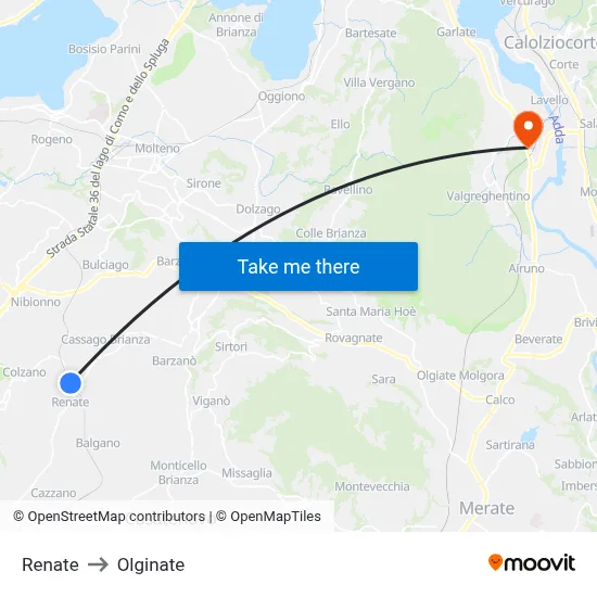 Renate to Olginate map