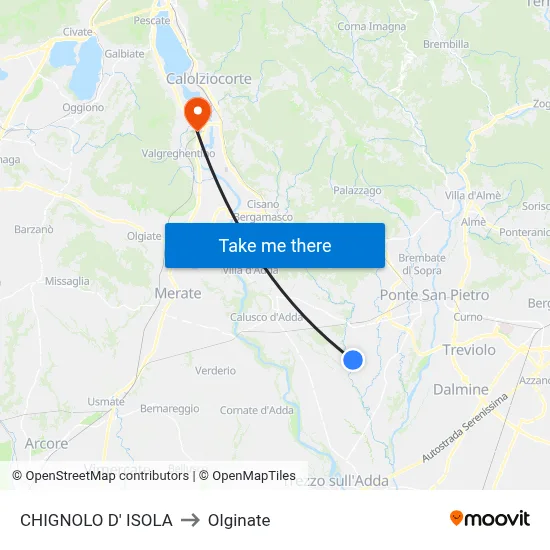 CHIGNOLO D' ISOLA to Olginate map