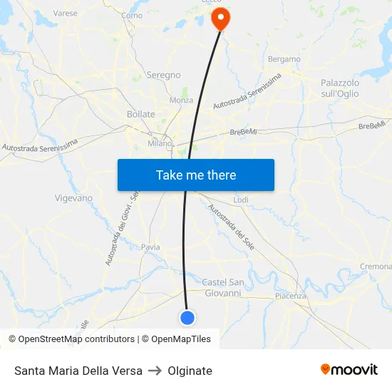 Santa Maria Della Versa to Olginate map