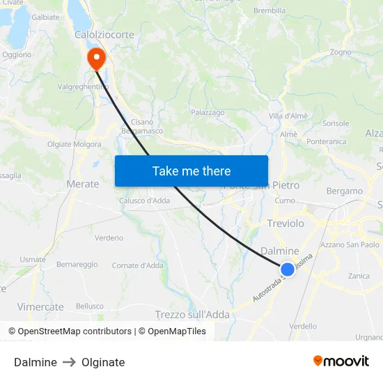 Dalmine to Olginate map