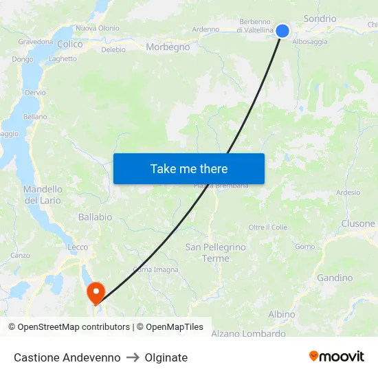 Castione Andevenno to Olginate map