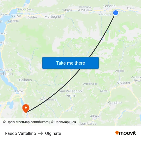 Faedo Valtellino to Olginate map