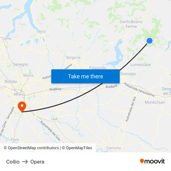 Collio to Opera map