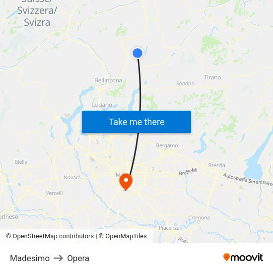 Madesimo to Opera map