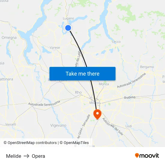 Melide to Opera map