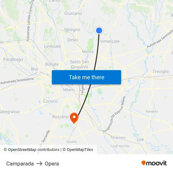 Camparada to Opera map