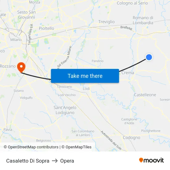 Casaletto di Sopra to Opera map
