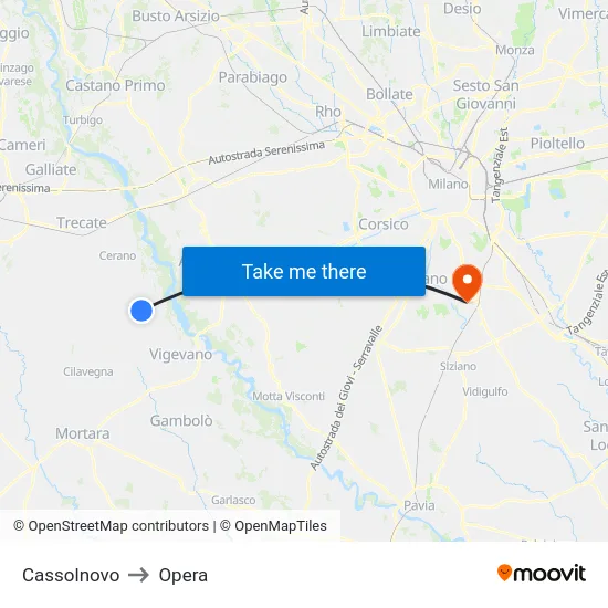 Cassolnovo to Opera map
