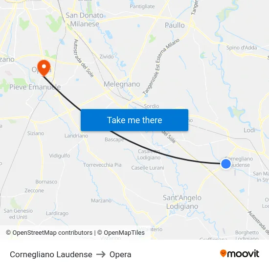 Cornegliano Laudense to Opera map